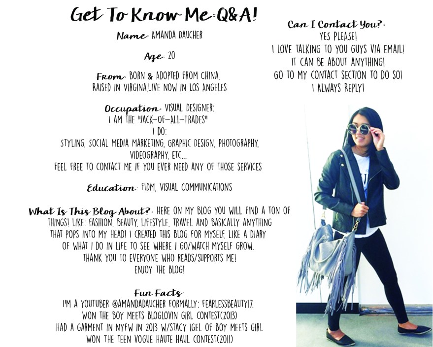 GET TO KNOW ME Q&A